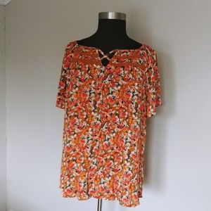 Loralette Cage Neck Floral Top